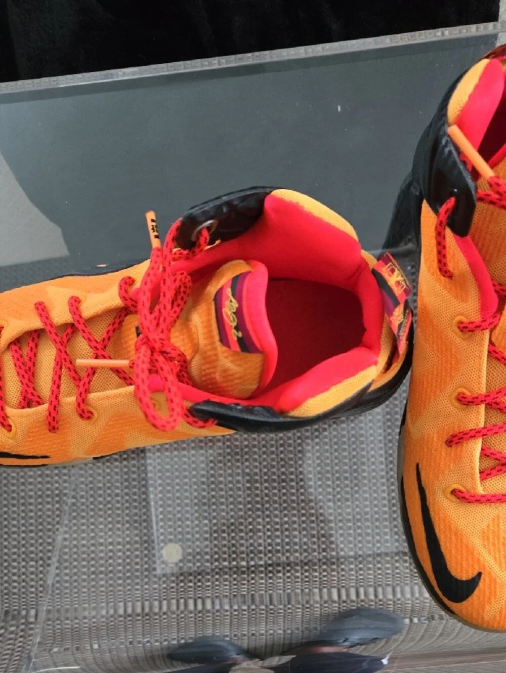Nike Lebron James 12 CLE Youth Orange and Red Athletic Shoes - Lightweight